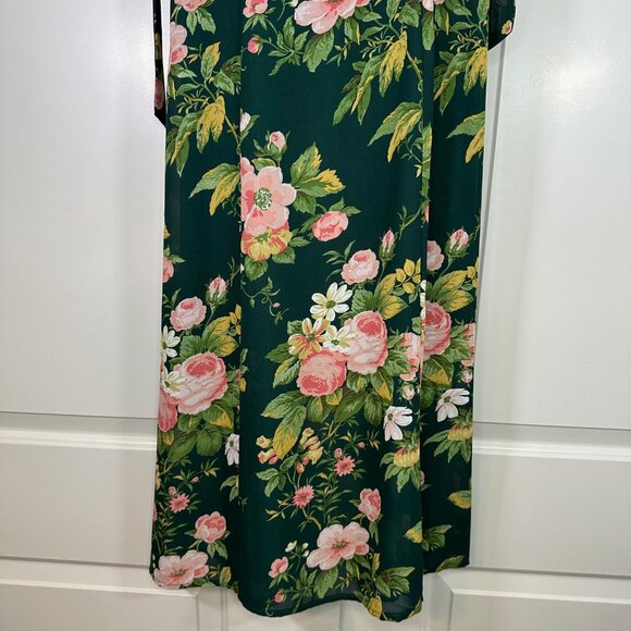 Green Floral Tie Shoulder Slit Midi Dress - Picture 7 of 15